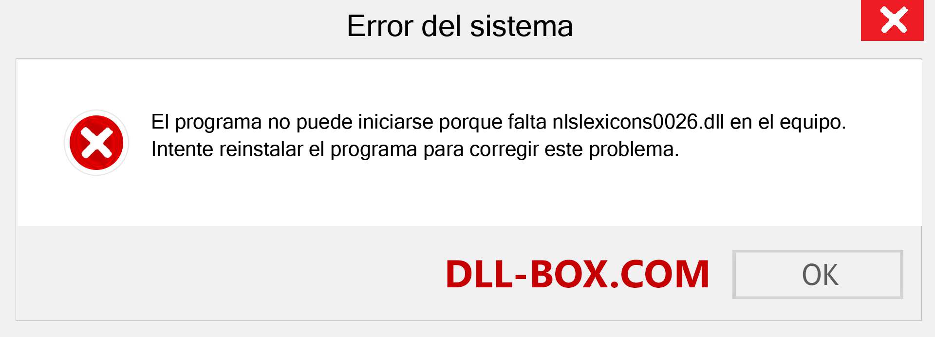 ¿Falta el archivo nlslexicons0026.dll ?. Descargar para Windows 7, 8, 10 - Corregir nlslexicons0026 dll Missing Error en Windows, fotos, imágenes